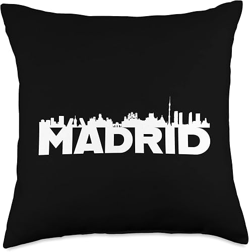 Miniatura 5 de Madrid España Silueta Horizontal Skyline City - Almohada de 16 x 16 pulgadas, multicolor