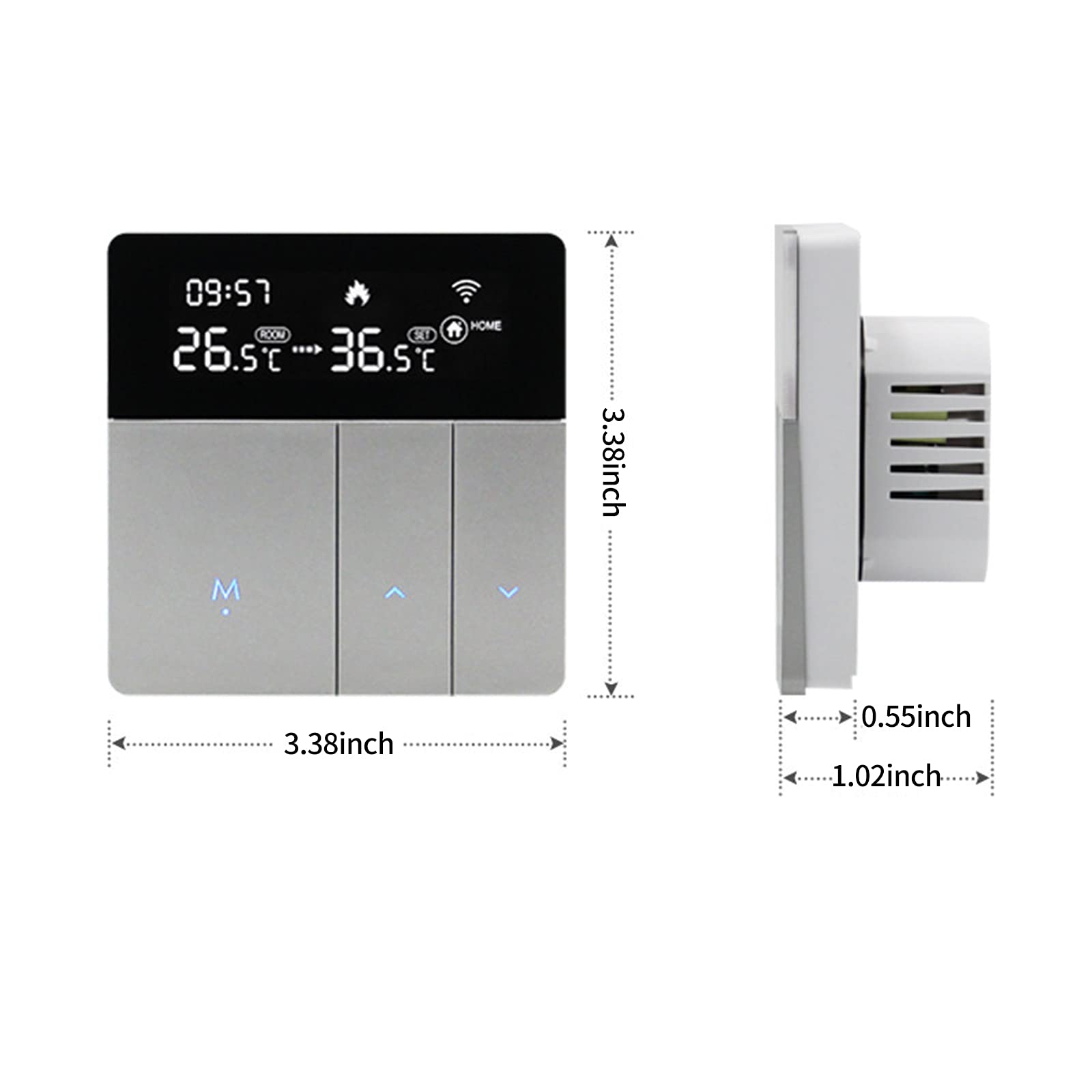 Termostato WiFi Caldaia Gas Programmabile LCD 16A | Cronotermostato intelligente con controllo vocale e app,retroilluminato,ampio compatibile,sensore NTC±1°C,per Caldaia a Gas