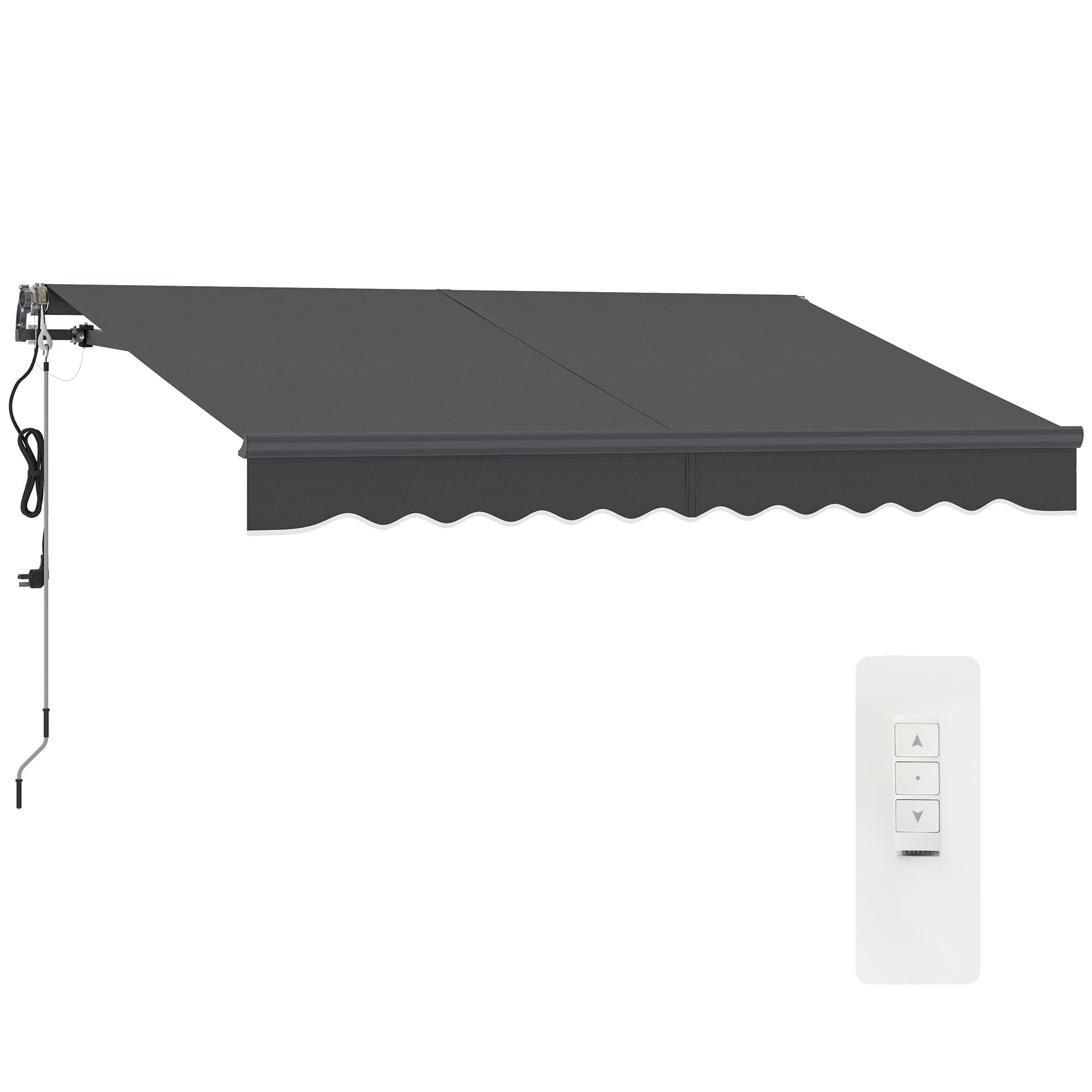Outsunny Toldo Eléctrico Retráctil y Manual con Mando a Distancia 3x2,​5 m Toldo de Exterior Terraza Enrollable con Manivela Marco de Aluminio y Protección UV30+ para Jardín Puerta Ventana Gris