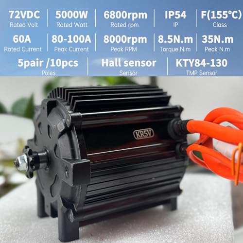 Electric Brushless DC Motor 72V 5000W Electric Dirt Bike Motor Peak 6800rpm Electric Motor for Go Kart Razor Upgrade Kit Motorcycle and More