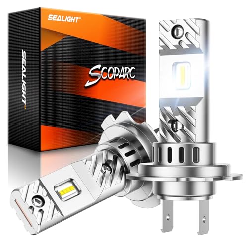 SEALIGHT H7 Bulbs 1:1 Design, 36000LM Ultra-Bright S6 H7 Dual Bulbs No Adapter Required No Cordless, 6500K White Light, 60000+Long Lifespan, Plug-N-Play, Driving Fog Spot Light Assemblies, Pack of 2