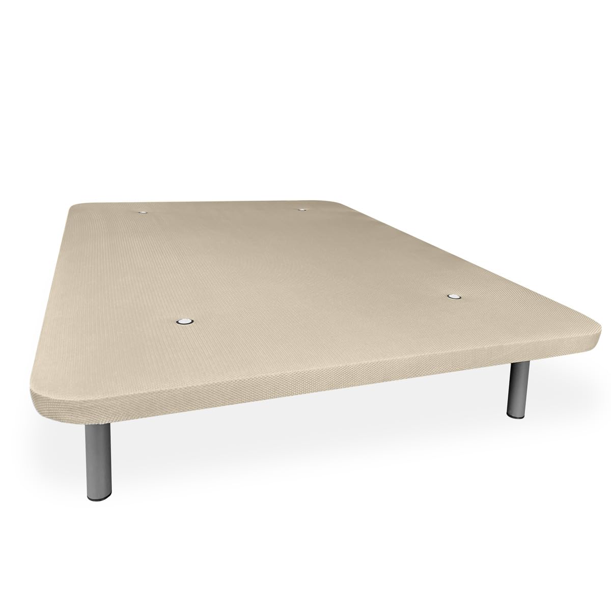 amuéblate online - Base Tapizada 3D Reforzada, Gran Estabilidad con 5 Barras Transversales y 6 Patas metálicas roscadas de 27cm, 90 x 200, Beige