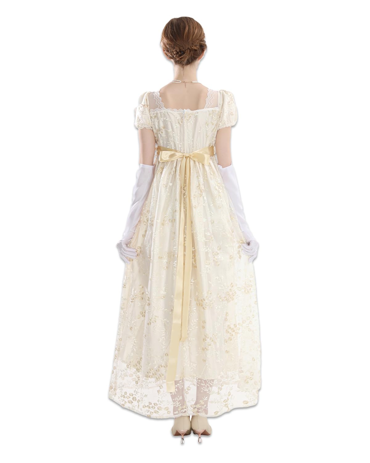 CR ROLECOS Empire - Abito da donna Regency Era da donna in stile vittoriano, con maniche a sbuffo