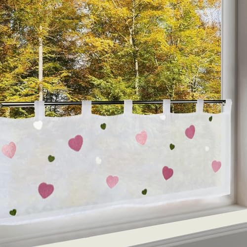 Delindo Lifestyle Scheibengardine Bunte Herzen, Gardine mit...