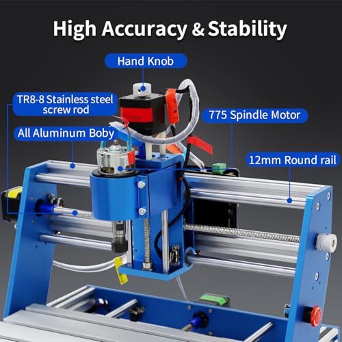 WolfPawn CNC Router Machine 3018 Blue All-Aluminum with Emergency-Stop 3 Axis Engraving Milling Machine Carving for Wood Acrylic PVC Plastic, Working Area (11.8X7.1X2.4in) (with Offline Controller) - Image 2