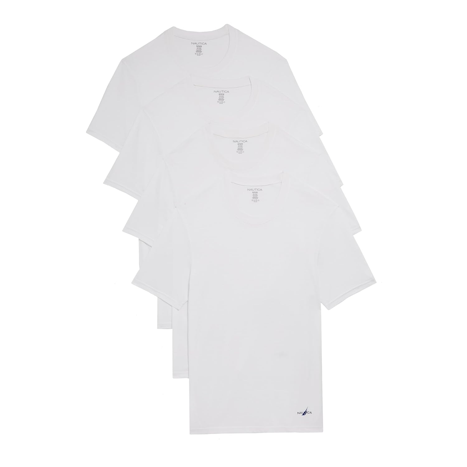 Nautica Pacote com 4 camisetas masculinas de algodão com gola redonda, Logotipo