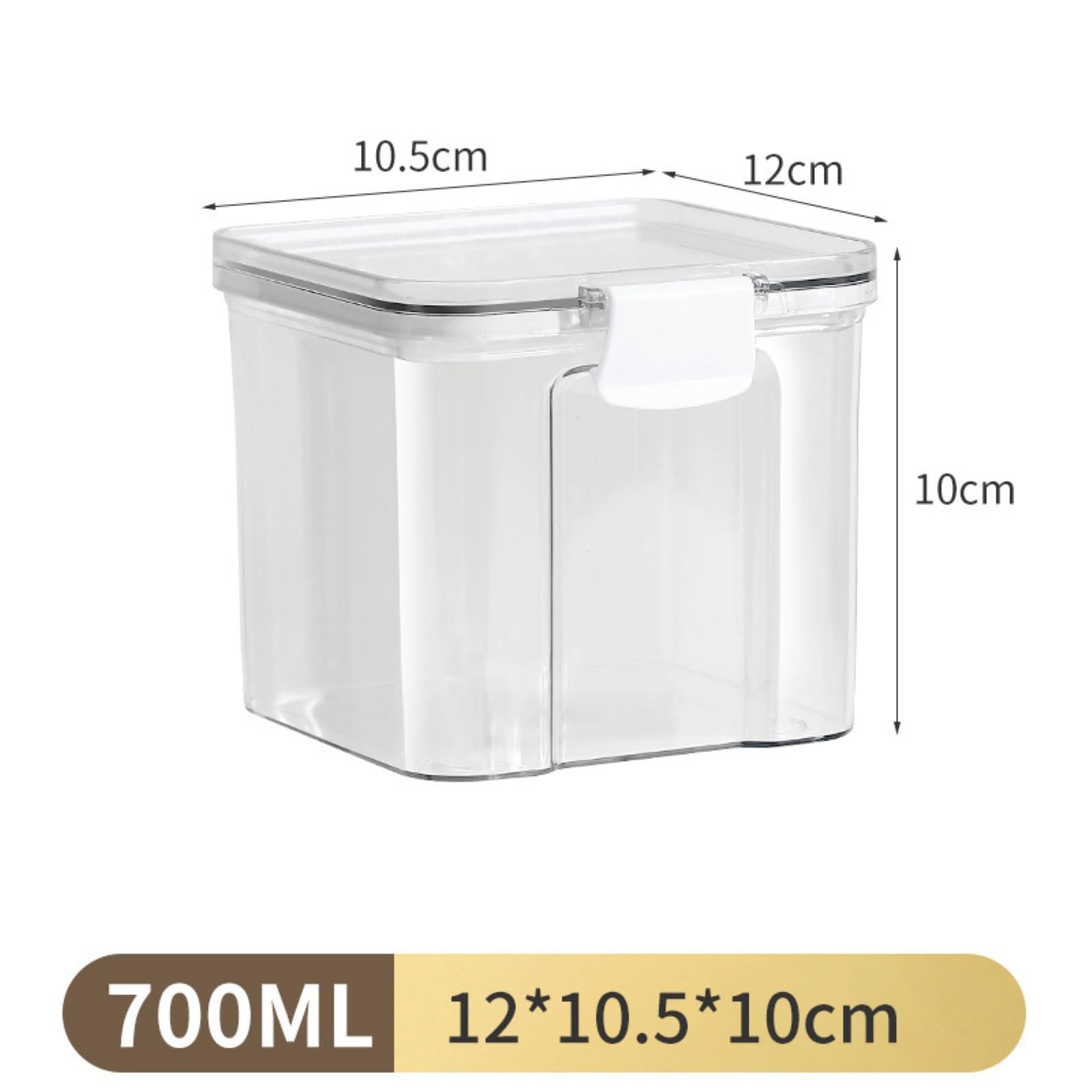 Barattoli Cucina Robusto 4 Contenitori Quadrati in Plastica con Coperchi Ermetici for Uso Domestico for Alimenti Contenitori Ermetici per Alimenti(700ml)