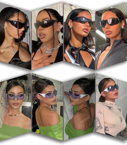 AIEYEZO Oversized Y2K Sunglasses for Women Men Trendy Retro Wrap Around Big Shield Sun Glasses4