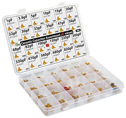 3Pdt ALL PF VALUES CERAMIC CAPACITOR BOX Pf Values - Box Capacitor Kit Assortment 485 Pcs 24 Values thumb #1