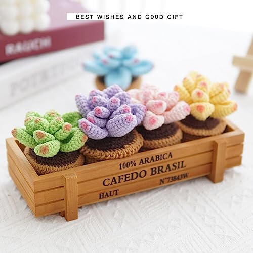 Car Dashboard Ornament Cute Green Plant Cactus Small Crochet Potted Spring Office Cab Small Gadget Decoration Interior Knitted Succulents Interior Desk Decor (Green)