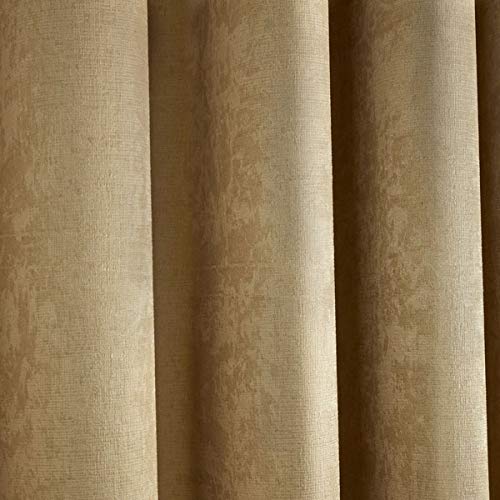 Fusion Strata Woven Eyelet Lined Curtains, Ochre, 46 x 72 Inch, W 46.1" x L 72" (1 Panels) - Image 3