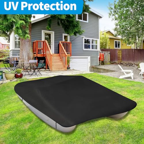 SPORTYOUTH Pedal Boat Cover, Universal Fit 3 or 5 Person Pedal Boat, Water-Resistant Anti-UV Dustproof Protective Covers Integrated with Windproof Buckle Straps - Black