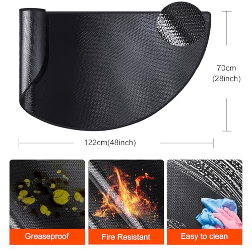 Alckijy Fireproof Fireplace Mat, 70 x 122 cm, Semicircular Stove Rug, Fireproof Underlay, Fire Pit Mat, Floor Mat, Protects Floors from Sparks, Spark Protection Plate for Fireplaces, Stoves, Fireplaces, - Image 2