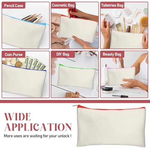 Image of Legigo Blank DIY Craft Bag Canvas Pencil Case Makeup Pouch - Multi-Purpose Travel Toiletry Zipper Bag, 8.3 x 5 Inch, Beige (Color Zipper)