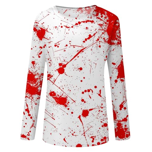 Halloween Shirts for Women Long Sleeve Plus Size Fashion Crewneck Comfortable Tshirts Halloween Costumes for Women