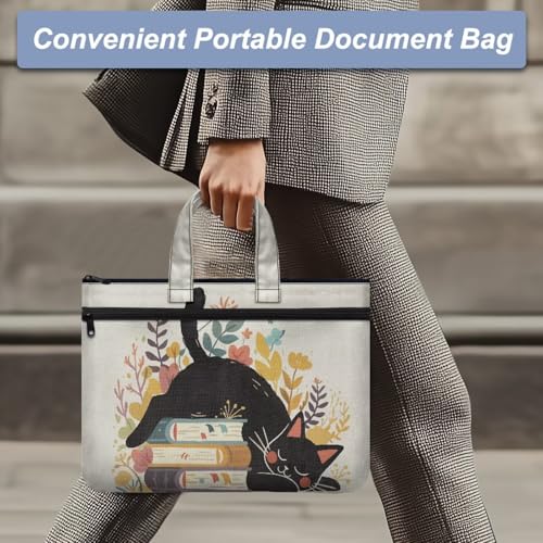 Sleeping Cat Book Handle Document Bag Briefcase for Women Lightweight and Portable Carrying Paper File Tote Bag Ladies Trendy Documents Pouch Handle Handbag4