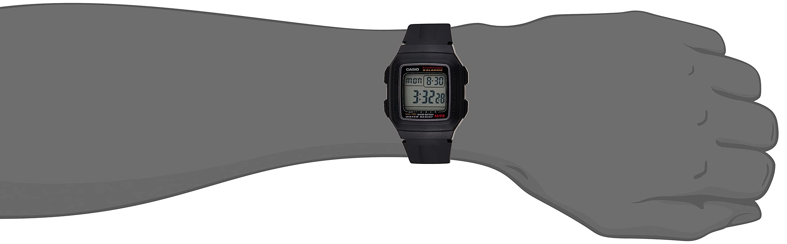 Casio F201WA-1A - Reloj para Hombres, Correa de Goma Color Negro
