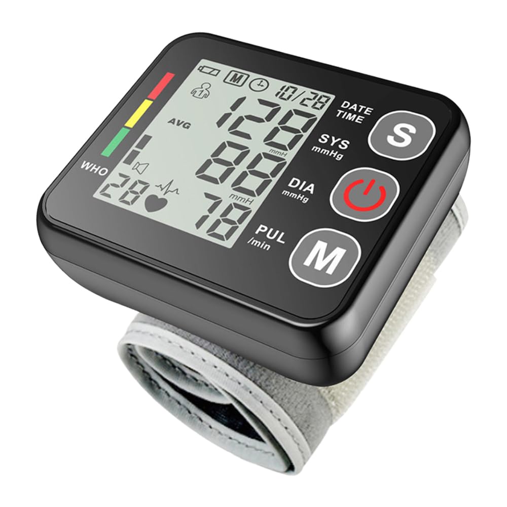 Tensiómetro de Muñeca, Tensiometro Muñeca con Pantalla Grande, Portátil Aparelho de Medir Tensão Arterial, Wrist Blood Pressure Monitor para Uso Doméstico o Al Aire Libre (Negro)