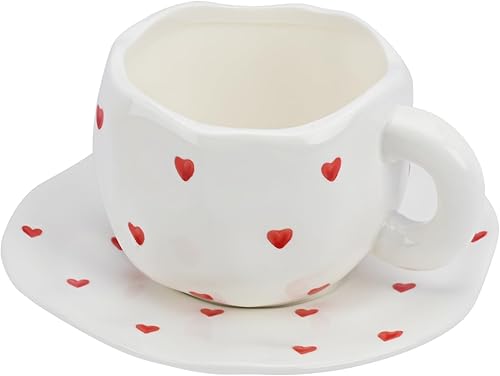 Miniatura 8 de Koythin Taza de café de cerámica novedosa taza a cuadros en blanco y negro con platillo para oficina y hogar apta para lavavajillas y microondas 10