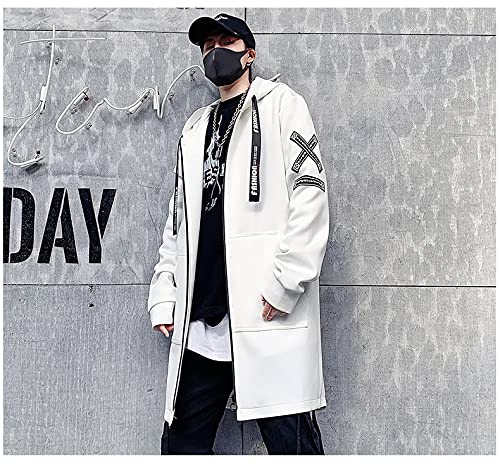 Image of Autumn and Winter Men's Hooded Print Harajuku Windbreaker Coat Men's Casual Jacket Hip-hop Street Style