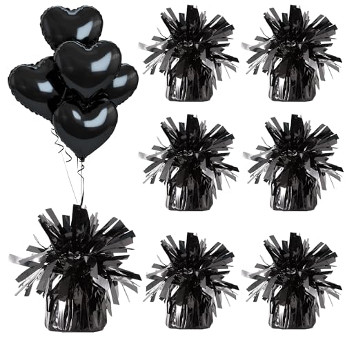 Moretreat Aluminum Foil Balloon Weights for Parties (6 pcs) - 0.31lb (140g) Each - Premium Balloon Anchors for Birthday Wedding Dinner Indoor & Outdoor Decorations(Black 6pcs)