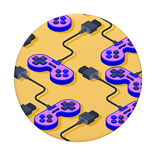 Cool Purple Video Gamer Controller Design Pattern on Yellow PopSockets Support et Grip pour Smartphones et Tablettes – vue 3