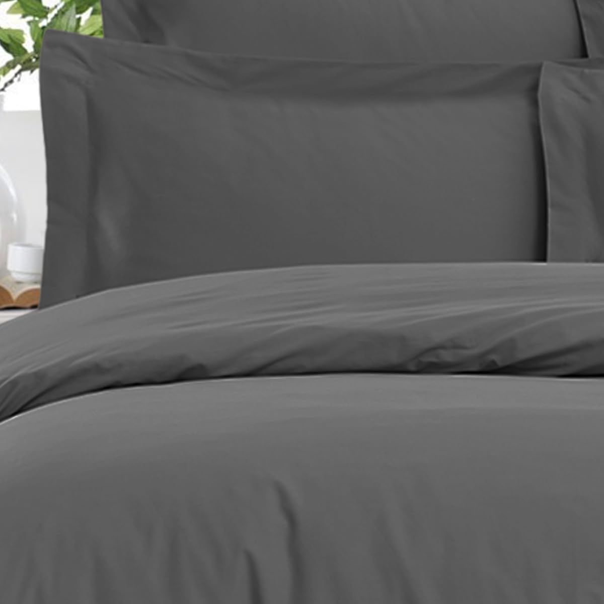 Sensei Maison - Drap Housse uni Satin de Coton Bonnet 40 cm VERSALUXE Plus - 160x200 cm - Anthracite