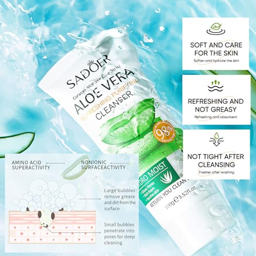 Skincare Gifts for Teenage Girls Aloe Vera Skin Care Sets & Kits for Women Gifts with Cleanser, Face Serum - Image 2