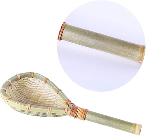 Miniatura 6 de Hemoton Colador de madera de bambú para arroz, tamiz de malla fina, multiusos, cucharón de cocina