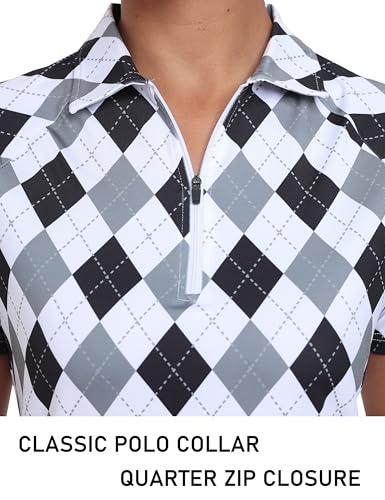 MoFiz Women's UPF 50+ Short Sleeve Golf Tennis Polo Shirt Zip Up Cooling Bowling Shirt Quick Dry Workout Active T-Shirt