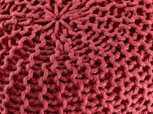 kreatives Wohnen Pouf Premium ø45cm Sitzhocker Strickpouf Innen Terrasse Pool Garten nachhaltig Rostbraun - Ruby Wine