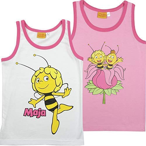 Biene Maja Mädchen Unterhemden, 2er Pack, rosa/weiß (110/116)