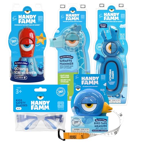 Handy Famm Kids Real Tools Set Bundle – Hammer, Wrench, Screwdriv...