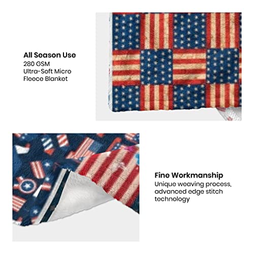 Independence Day Patriotic Blanket American Flag Star Throw Blankets Super Soft Warm Cozy Red White Blue Gnome Blanket Bed Couch Car Blanket For Independence Day 4Th July 50"X60" #TOP3