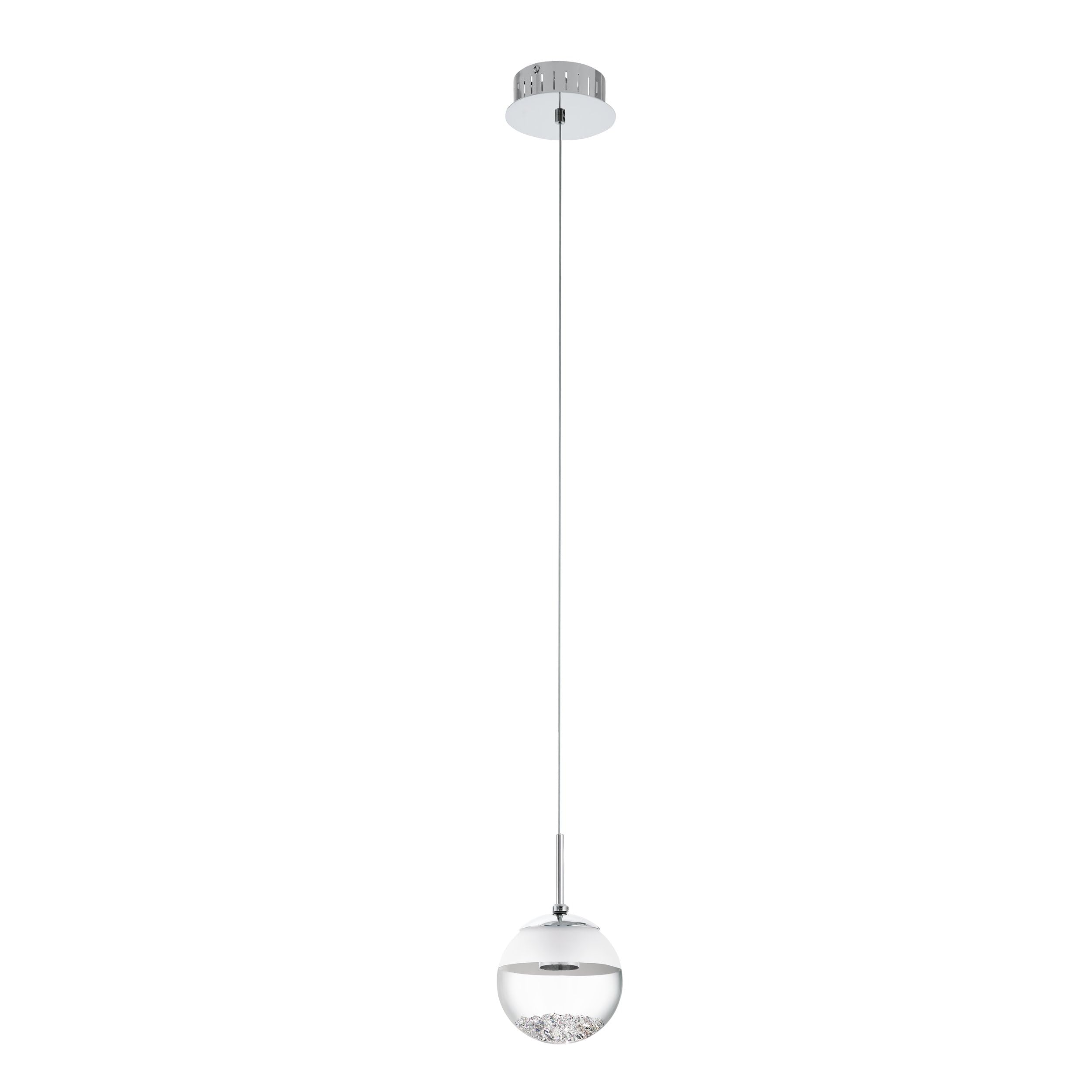 Eglo LED lámpara colgante Montefio 1, lámpara suspendida de una luz | lámpara de techo de metal, vidrio y cristal, lámpara colgante en cromo y blanco, lámpara LED para comedor luz cálida