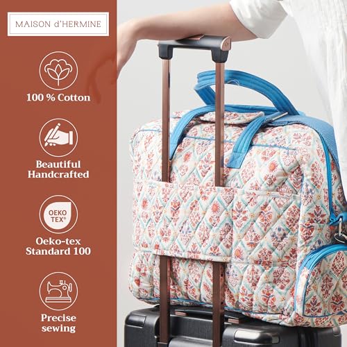 Maison d' Hermine Weekender Bags for Women Cotton Quilted Duffel Overnight Luggage Weekend Bag for Men Gym Sports Gifts Travel Business Travellers Family Trip (Albane)2