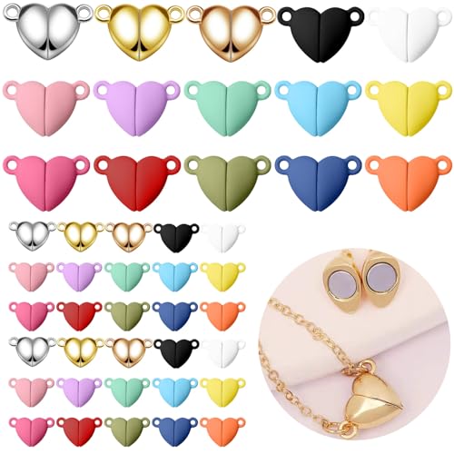 ZYNERY 45 Pairs Cute Magnetic Jewelry Clasps - Magnetic Necklace Clasps Closures - Magnetic Clasp Perfect for Jewelry Making & Necklaces & Bracelets - Unlock Elegance in 15 Colors