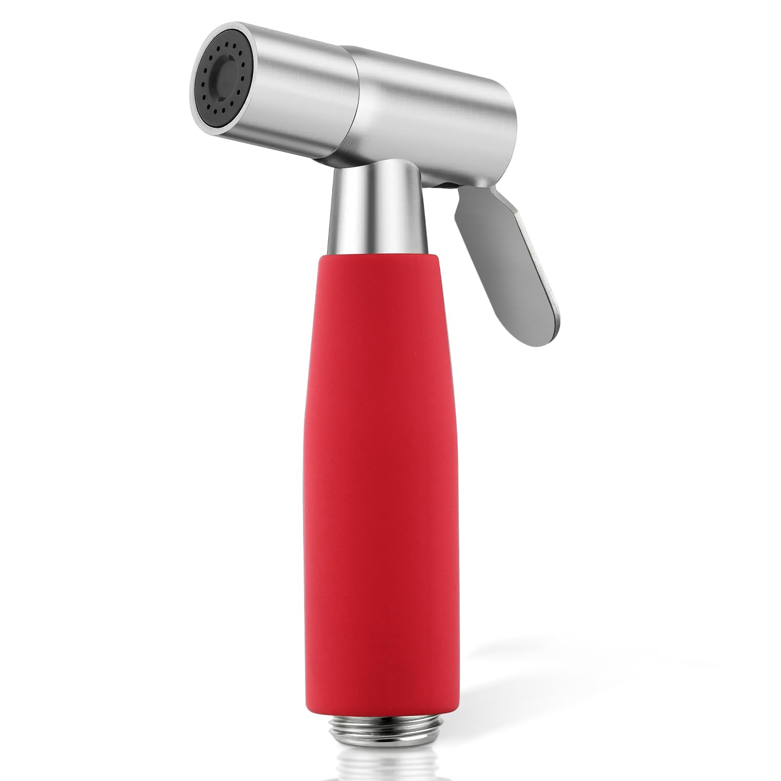 Mornwaen Handheld Bidet Sprayer Head,Stainless Steel Muslim Shower Head for Toilet,Adjustable Pressure Jet Sprayer for Feminine Hygiene and Pet Bath Bathroom Cloth Diaper Cleaning (Red)