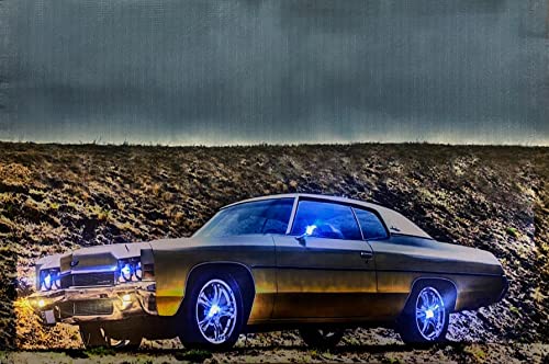 Samarkand - Lights Cuadro LED con iluminación LED - Lienzo de 65 x 45 cm - Cuadro luminoso para coche / Old Timer / US CAR / Mural Cover