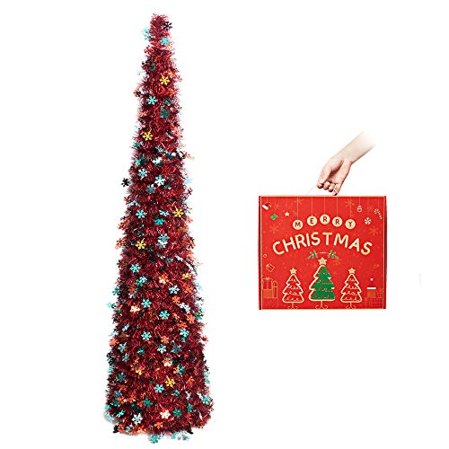N&T NIETING - Árbol de Navidad con soporte, 152 cm, plegable, para...