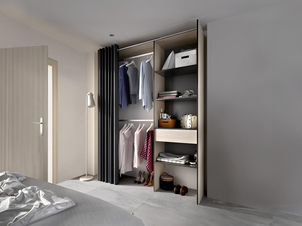DEKIT GRUPO RIMOBEL SUIT - Vestidor con cajón y cortina - Natural / Grafito