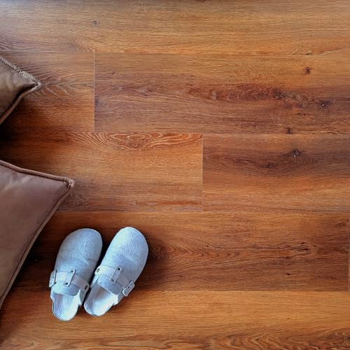 Image of Allure Wide Plank Luxury Vinyl Flooring, Caramel Cookie Oak 9 inch x 60 inch, 7mm Thick Vinyl Planks with Click and Lock Installation, 1 Box 25.02 sq ft.