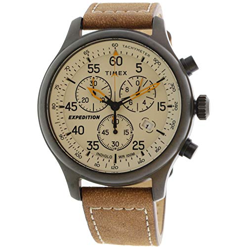 Timex Men's Expedition Field TW2T73100 Tan Leather Japanese Chronograph Sport Watch