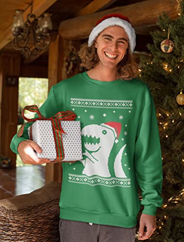 Tstars Big Trex Santa Ugly Christmas Sweatshirt for Men Tacky Sweater Style Funny Dinosaur Xmas Holiday Mens Sweatshirts3