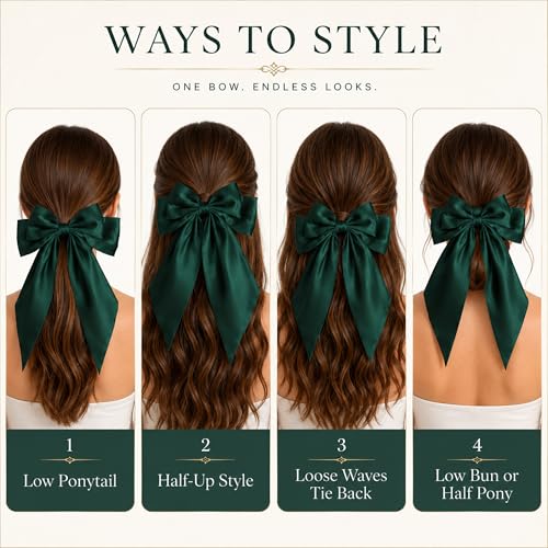 4 Pinzas Grandes para Cabello con Lazo Verde y Morado miniatura 7