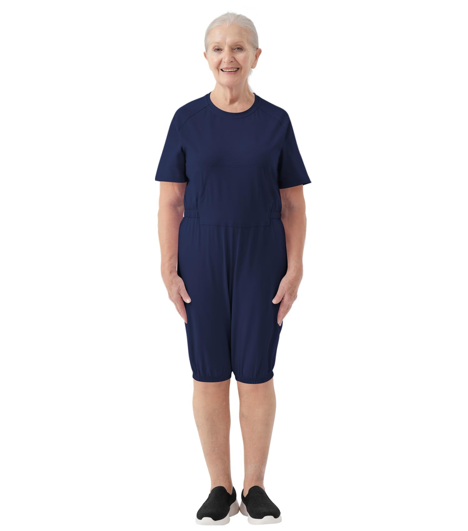 Adaptive Clothing for Women, Anti-Strip Back-Zip Jumpsuit Cotton Romper