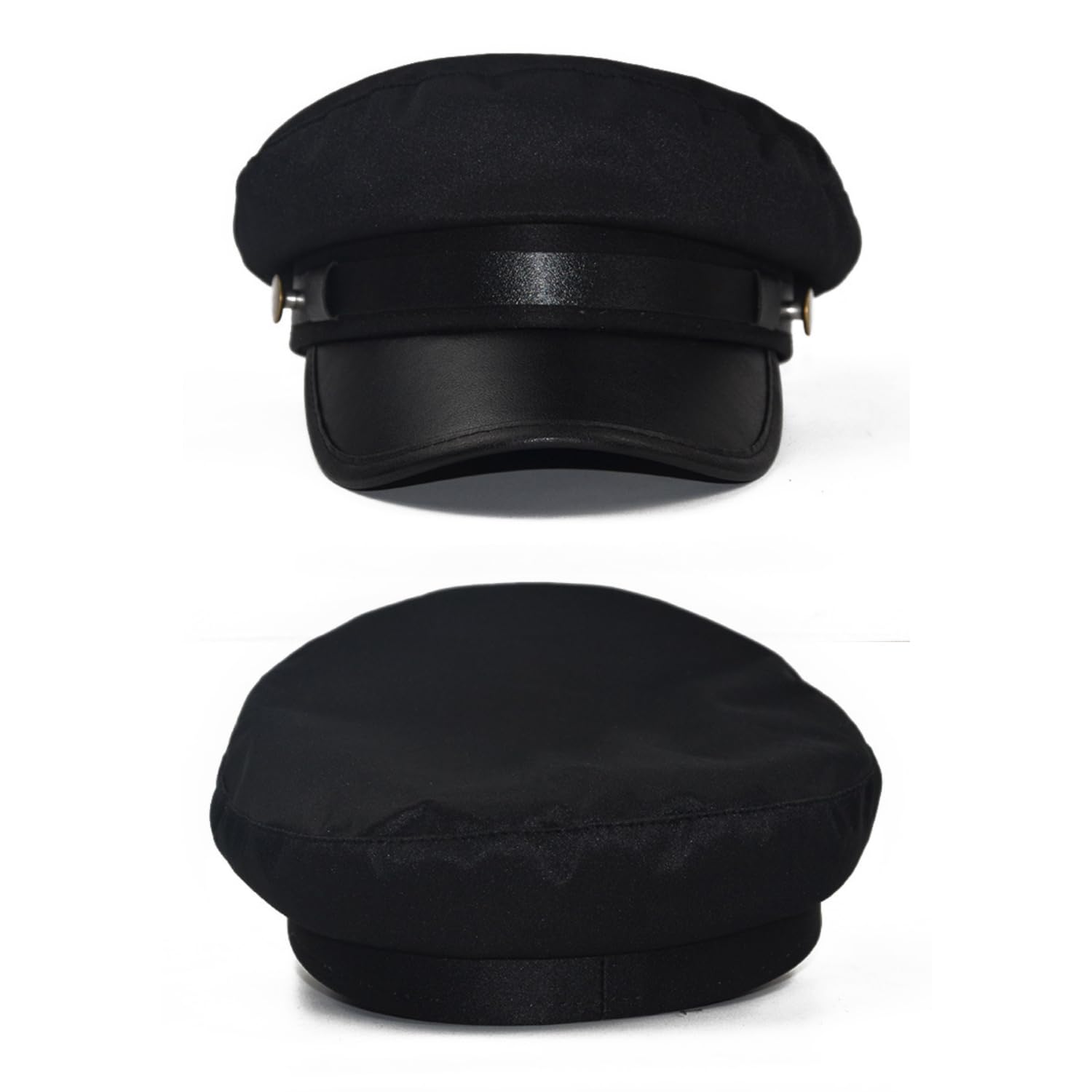 Bohue Retro Flat Top Cap Vintage Newsboy Cap Taxi Driver Theme Hat for Driver Costume Supplies (Black) - Image 3