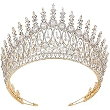 QXMYOO Tall Wedding Tiaras for Bride Large Queen Crowns 5A Cubic Zirconia Princess CZ Bridal Headband for Bride Party Big Pageant Crown for Women Huge Crystal Headpiece Bridal Hair Accessories