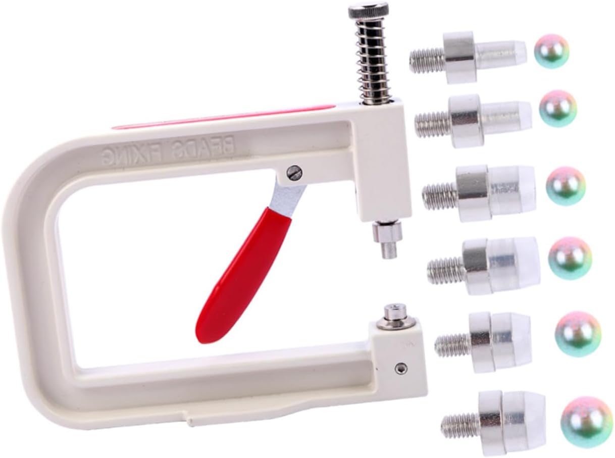 STOBOK DIY Bead Setting Machine Pearl Rivet Fixing Tool Non-Porous Beads Hand Press Random Color