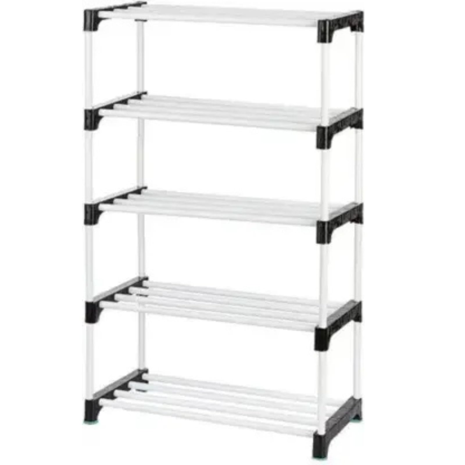 NILUX Space-Saving Adjustable Storage Rack for Home and Office Use with Strong Plastic Shelves for Books and Accessories (White, Medium, 5)